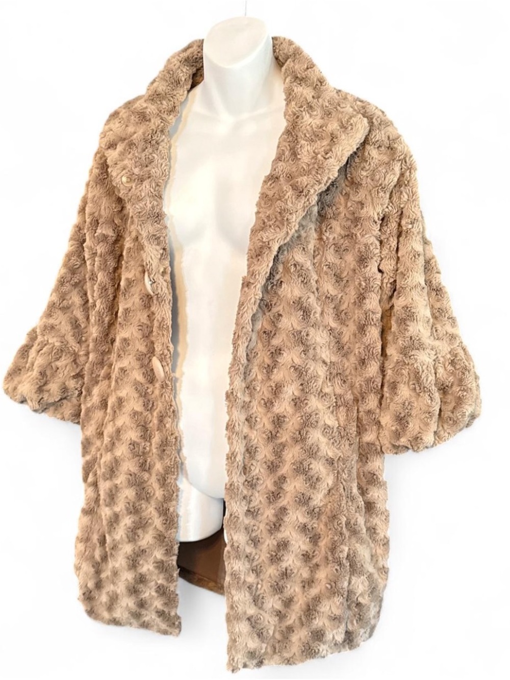 Altar'd State Taupe Textured Faux Fur Coat